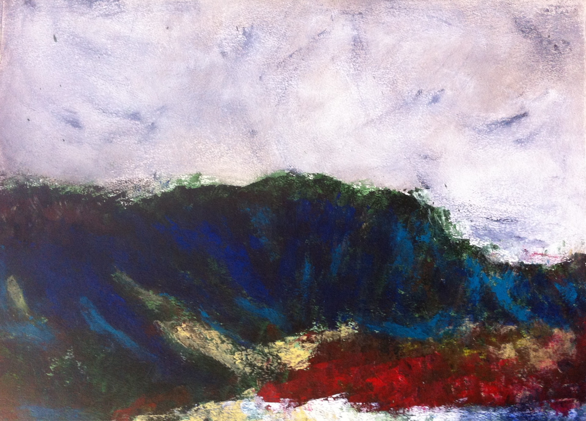 N° 763 - Blue mountain - Acrylique sur papier - 53,5 x 73,5 cm - 29 octobre 2013